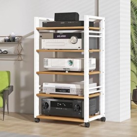 Support Multimédia À 5 Niveaux, Armoire De Composants Audio/vidéo, Tour Audio Stéréo Avec Support En Bois Réglable En Hauteur