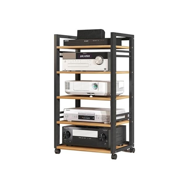 BZJPRFC Support Audio Amovible À 5 Niveaux, Cadre Dangle, Armoire Stéréo, Tour Audio Avec Support En Bois Réglable En Hauteu