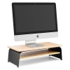 Support ecran pc à 2 niveaux pour bureau - Support de moniteur élégant avec base en acier et étagères en bambou - 20,8 x 10,6