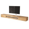 EsEntL Meuble TV Mural Meuble TV en Bois Massif, Console multimédia Murale avec 2 tiroirs, étagère Flottante pour Meuble TV, 