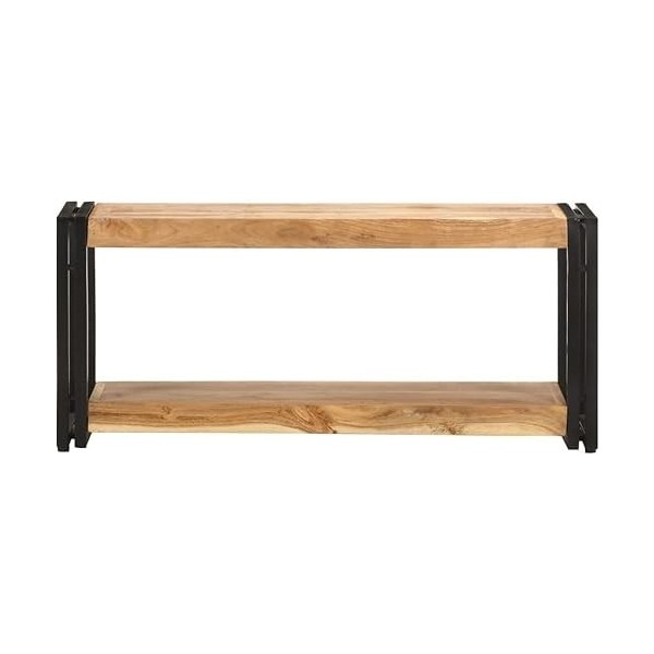 Suuim Meuble TV en Bois avec Cadre en métal, Centre de Divertissement en Bois dacacia Massif, Console TV, Meuble multimédia 