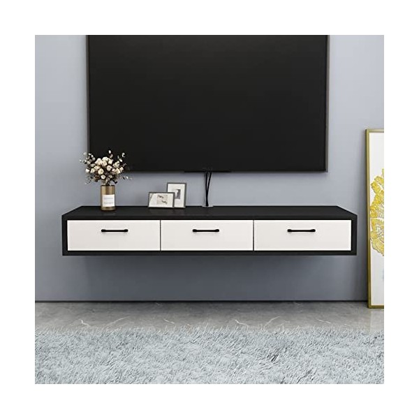 Générique Meuble TV Mural Meuble TV Flottant fixé au Mur, Console multimédia, étagère de Rangement pour Divertissement, Meubl