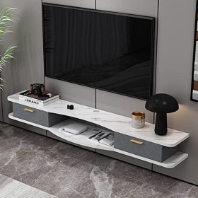 EsEntL Meuble TV Mural, Meuble TV Flottant, Console Multimédia Murale, Étagère de Rangement Multimédia pour Salon Chambre, 10