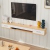 Table TV Meuble TV Mural Console Multimédia Murale, Meuble TV Flottant avec 2 Tiroirs, 100/120/140Cm Salon Chambre Étagères D