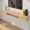 Table TV Meuble TV Mural Console Multimédia Murale, Meuble TV Flottant avec 2 Tiroirs, 100/120/140Cm Salon Chambre Étagères D