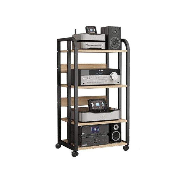 Support Multimédia AV À 4 Niveaux, Cadre Dangle En Bois, Tour De Support Audio Stéréo, Support En Bois À Hauteur Réglable, S