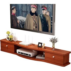 EsEntL Meuble TV, Meuble Bas TV, étagères flottantes, Console multimédia TV Murale, étagère multimédia en Bois de Mise à Nive