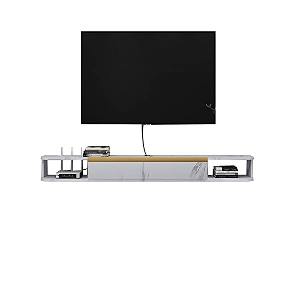 Meuble TV Flottant Composant Shelfo Unité De Stockage Vidéo Console Média Murale Meuble TV Flottant avec Porte Réservée Wihol
