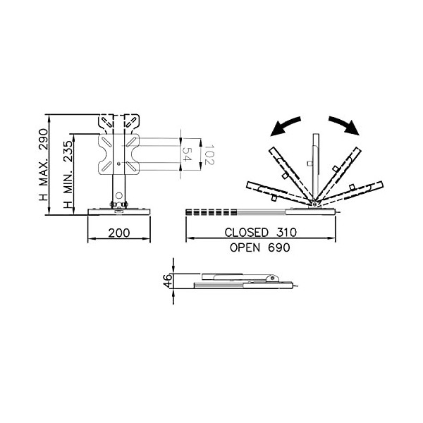 Cta - Support TV pour téléviseur LCD de Camping-Car CTA Pose - Modèle Plateau à glissière Argent