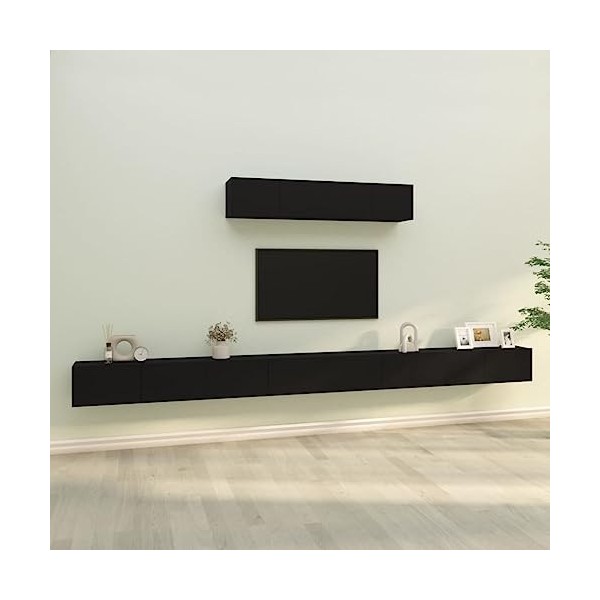 Camerina Ensemble de Meubles TV 6 pcs Noir Bois dingénierie,Meuble TV Longueur,Meuble Bas Salon,Meubles De Salon Tv3114607