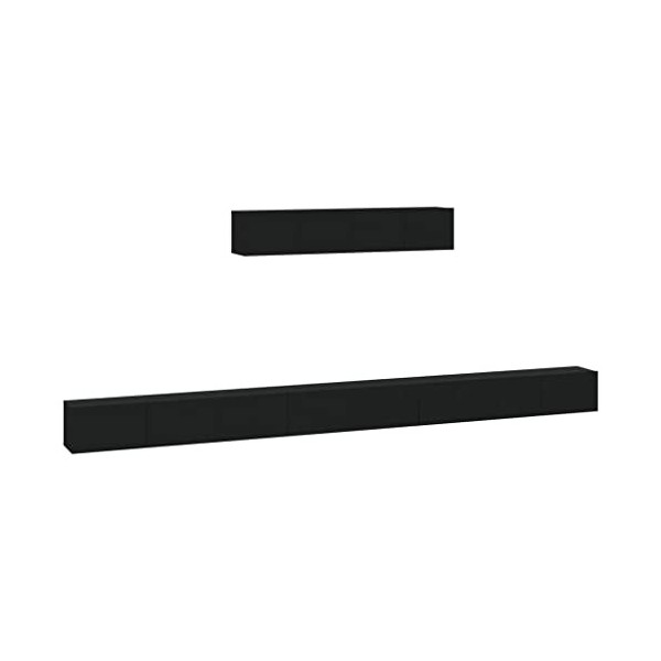 Camerina Ensemble de Meubles TV 6 pcs Noir Bois dingénierie,Meuble TV Longueur,Meuble Bas Salon,Meubles De Salon Tv3114607