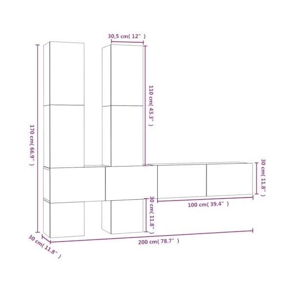 Toshilian Meuble TV Suspendu, Banc TV Flottant Meuble de Rangement Meuble TV Mural Gris béton Bois dingénierie