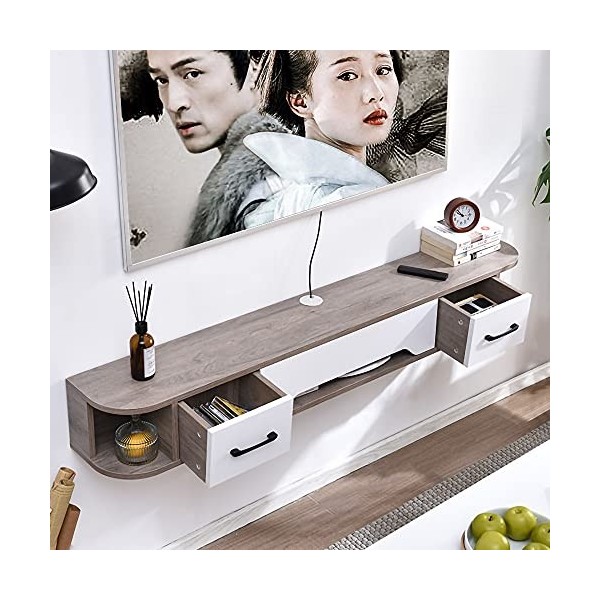 Meuble TV Armoire Murale Lowboard, Meuble TV Suspendu en Bois Massif avec Tiroir, Banc TV Flottant Pour Salon Chambre/B / 150