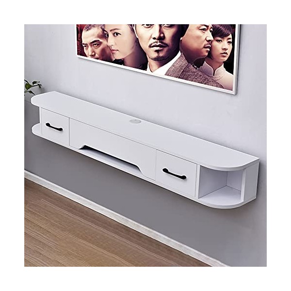 Meuble TV Armoire Murale Lowboard, Meuble TV Suspendu en Bois Massif avec Tiroir, Banc TV Flottant Pour Salon Chambre/B / 150