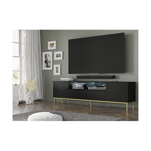 Homlando Ravenna CCK Diamant 2D2S Meuble TV bas 200 cm - Meuble TV moderne avec espace de rangement pour le salon - Buffet - 