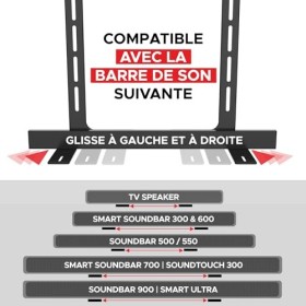 Support TV Universel, Noir, Compatible avec Bose Smart Soundbar 300/500/550/600/700/900/Ultra, Haut-Parleur TV, Soundtouch 30