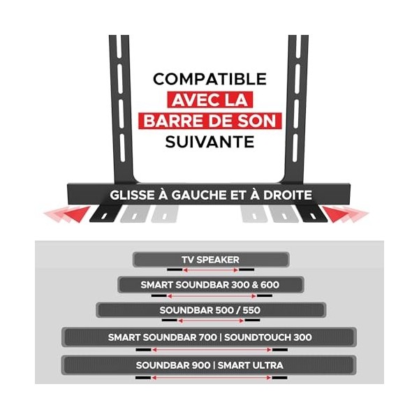 Support TV Universel, Noir, Compatible avec Bose Smart Soundbar 300/500/550/600/700/900/Ultra, Haut-Parleur TV, Soundtouch 30