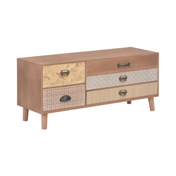 MATTUI Meuble TV avec 5 tiroirs en pin massif 90 x 30 x 40 cm
