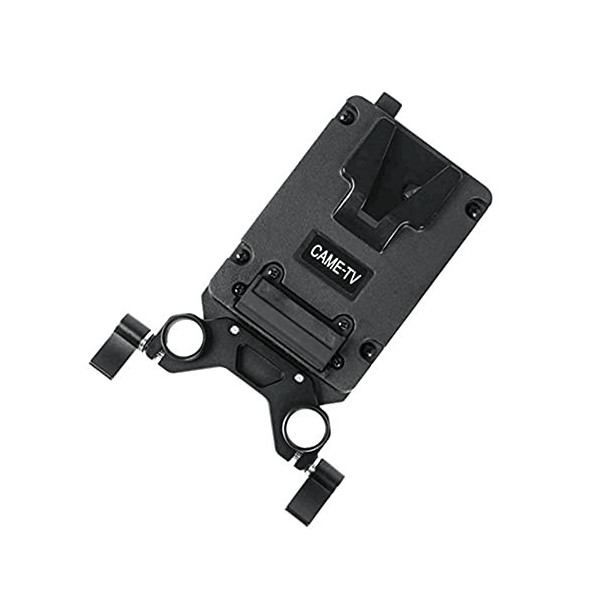 Came-TV Mini plaque de montage en V avec 2 sorties D-tap et double pince de serrage de 15 mm