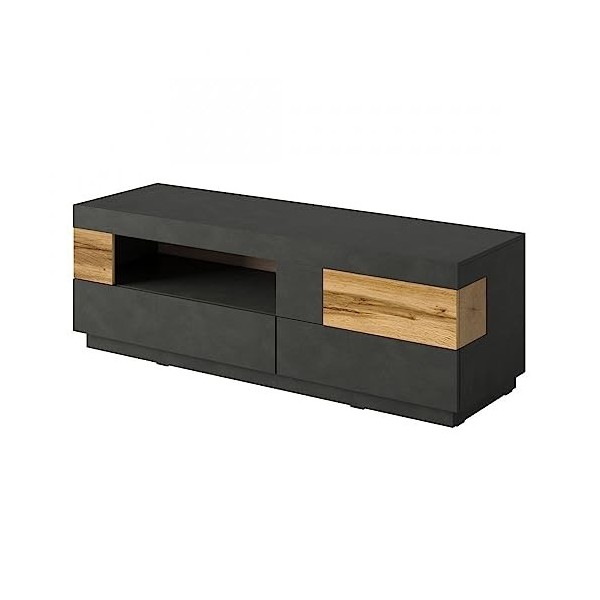 PRICE FACTORY just for you Meuble TV 160cm Collection KILES. Coloris Gris Anthracite et chêne. Style Design