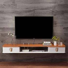 EsEntL Étagère Flottante pour Meuble TV, Meuble de Chambre Mural, Console de Meuble TV Peinture Blanche 110/130 cm, Autonome 