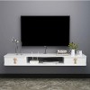 EsEntL Étagère Flottante pour Meuble TV, Meuble de Chambre Mural, Console de Meuble TV Peinture Blanche 110/130 cm, Autonome 
