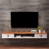 EsEntL Étagère Flottante pour Meuble TV, Meuble de Chambre Mural, Console de Meuble TV Peinture Blanche 110/130 cm, Autonome 