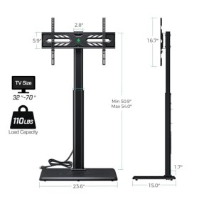 Greenstell Support TV universel avec station de charge, support TV universel pour téléviseurs de 32 à 65 pouces, hauteur régl