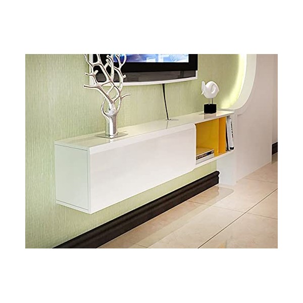 Kamnik Meuble TV Mural, Meuble TV Flottant Multifonctionnel, Support de Décodeur Mural pour Salon Chambre/Blanc/120X29,8X23,8