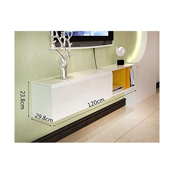 Kamnik Meuble TV Mural, Meuble TV Flottant Multifonctionnel, Support de Décodeur Mural pour Salon Chambre/Blanc/120X29,8X23,8