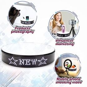 Leadleds Présentoir rotatif motorisé, plateau tournant de 20 cm avec affichage LED, support de présentation rotatif à 360 deg