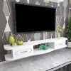 EsEntL Meuble TV Flottant, Meuble TV Mural avec 2 tiroirs, pour décodeur, télécommande, projecteur, Console de Jeu/Blanc / 14