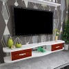 EsEntL Meuble TV Flottant, Meuble TV Mural avec 2 tiroirs, pour décodeur, télécommande, projecteur, Console de Jeu/Blanc / 14
