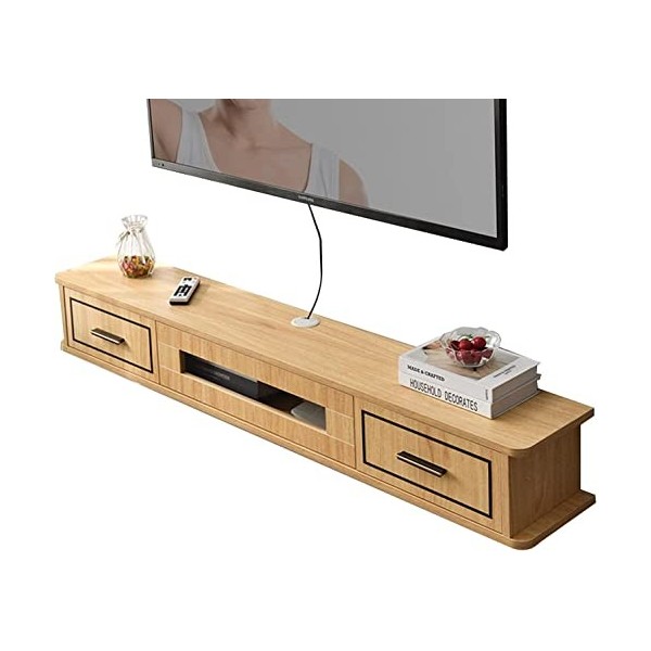 EsEntL Meuble TV Mural 51,1 Pouces Meuble TV Flottant Mural, Meuble TV Suspendu en Bois, Support de décodeur, Console multimé