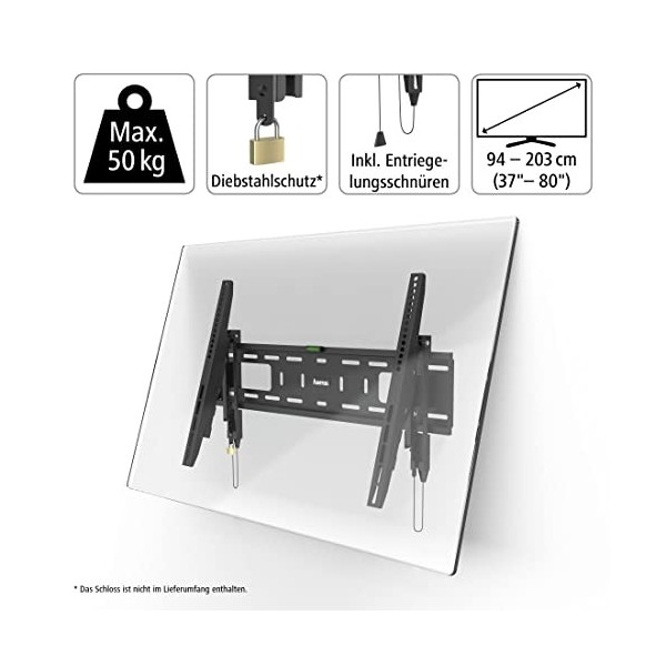 Hama Support Mural TV Fix Professional 203 cm 80" 600 x 400 Noir
