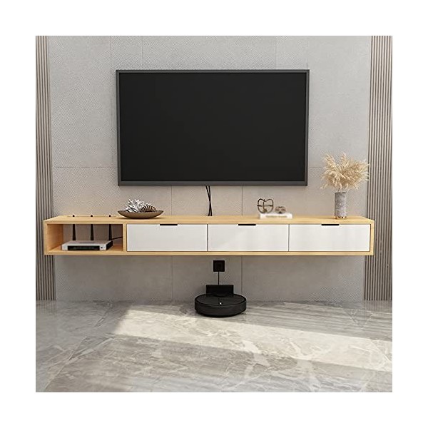 EsEntL Meuble TV Flottant, Meuble TV Mural en Bois avec tiroir de Rangement avec Trou pour Fil, appliquer au Bureau détude d