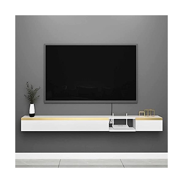 EsEntL Meuble TV Flottant, étagère TV Murale Mate, Console TV Suspendue en Bois Massif, Supports TV pour Salon, Salle de Dive