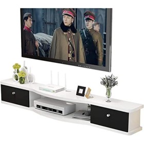 EsEntL Meuble TV, Lowboard TV, étagères flottantes, Console multimédia TV Murale, 100/120/140/160 cm, pour Xbox/routeurs/télé
