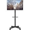 BONTEC Support TV mobile sur roulettes, hauteur réglable et inclinable avec étagère multimédia pour téléviseurs plats et incu