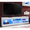 ExtremeFurniture Open SET4 Meuble TV, Carcasse en Blanc Mat/Façade en Blanc Mat + LED Bleues