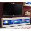 ExtremeFurniture Open SET4 Meuble TV, Carcasse en Wotan Mat/Façade en Blanc Mat + LED Bleues