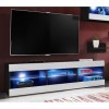 ExtremeFurniture Open SET4 Meuble TV, Carcasse en Noir Mat/Façade en Blanc Mat + LED Bleues