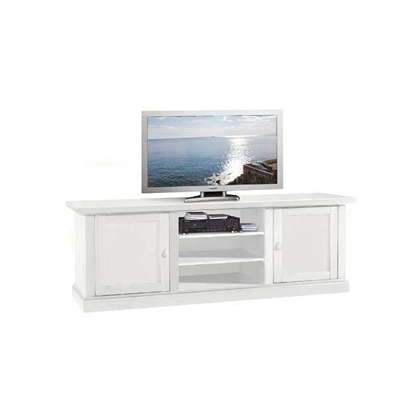 Mar.c.a. Design, Meuble TV Blanc Mat, Support TV et Meuble de Rangement avec Casiers et Étagères - Meuble Salon et Meuble Tel