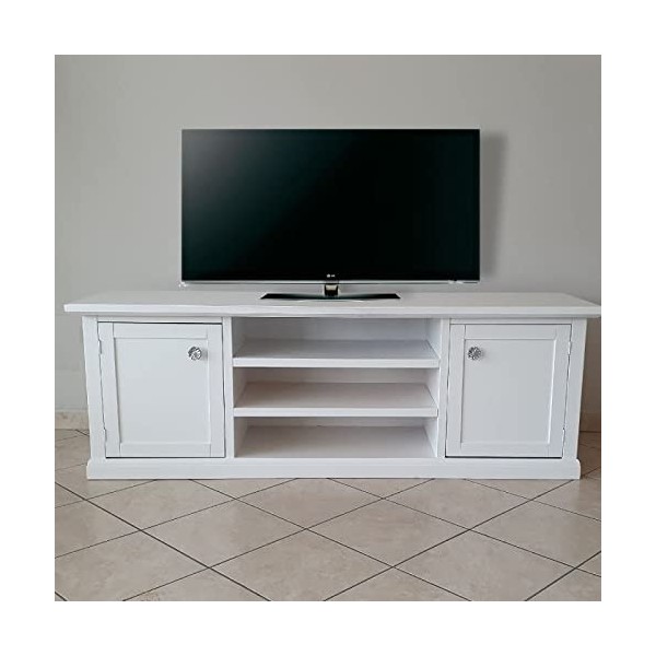 Mar.c.a. Design, Meuble TV Blanc Mat, Support TV et Meuble de Rangement avec Casiers et Étagères - Meuble Salon et Meuble Tel