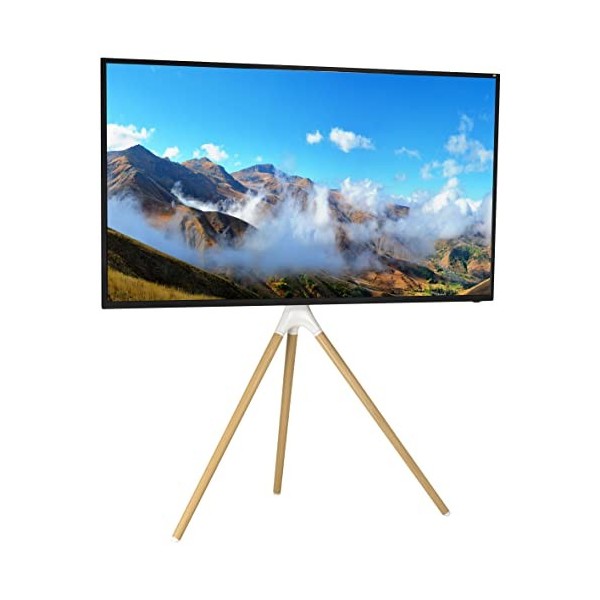 VIVO STAND-TV65AW Chevalet artistique pour écran LCD LED 45 à 65 pouces Support TV réglable avec pied pivotant et trépied Bla