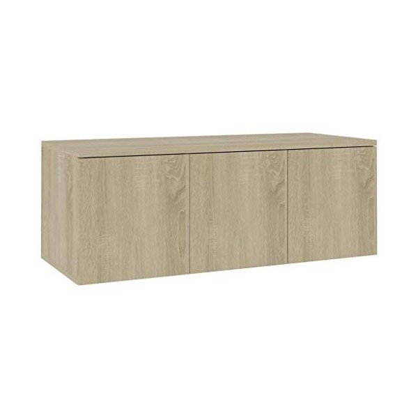 Meuble TV avec 3 tiroirs | Style Scandinave | Rangement matériel télé Audio Video Gaming | 80x34x30cm chêne Sonoma