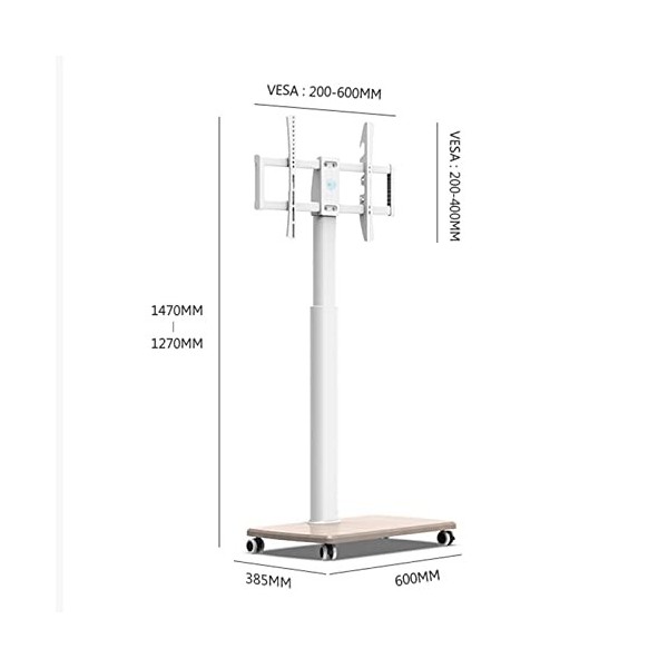 Pied TV Support Universel Meuble TV sur roulettes avec Support, Chariot TV Mobile avec Roues pour téléviseurs de 37 à 75 Pouc