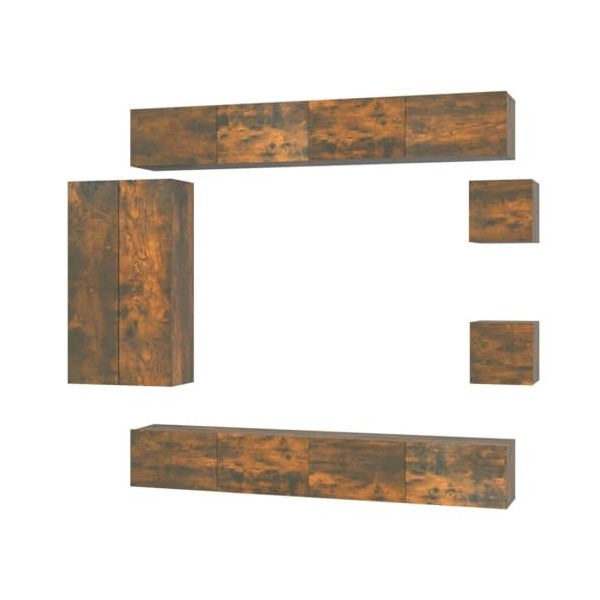 vidaXL Ensemble de Meubles TV 8 pcs Centres de Divertissement Armoires Multimédia Meubles de Salle de Séjour Intérieur Chêne 