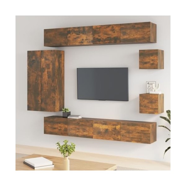 vidaXL Ensemble de Meubles TV 8 pcs Centres de Divertissement Armoires Multimédia Meubles de Salle de Séjour Intérieur Chêne 