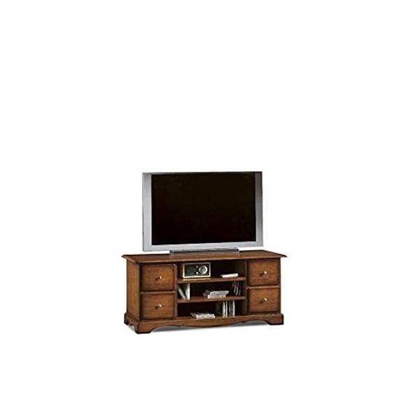 Mar.c.a. Design, Meuble TV Bois, Meuble Salon Noyer Foncé - Support TV et Petit Meuble de Rangement avec Casiers, Étagères et